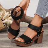 One Word With High-Heeled Toe Sandals Female Fish Mouth Belt Buckle Rivet Waterproof Table Beach Cool Drag HZ0115