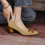 French New Style ~ Retro High-Heeled Women's New Square Commuting Wind Coarse Heel Single Shoes 5Cm HZ0115