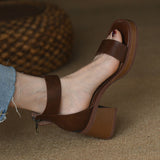 British Style Retro Word With Sandals Woman Heel Back Zipper De-Shoe Summer High Heels Women Coarse HZ0115
