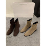 Rough Velvet Korean Small Ankle Boots Women's Shoes 2025 New Autumn And Winter Martin Boots Slim Skinny Short Boots HZ0115