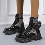 Autumn New Large-Size Ladies Pocket Locomotive Boots Female British Wind Thick Bottom With Short Barrel Knight Martin Boots HZ0115