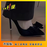 High-Heeled Tip Bows Light-Mouthed Single Shoes Spring And Autumn 2025 New Summer Korean Version Thin Senior Sense Of Women HZ0115