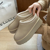 2025 New Lazy Shoes Thick-Soled Pine Cream Wool Shoes Hairy Shoes Large Size Wearing Warm Fashion Side Of The Female Cotton Drag HZ0115