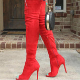 Xiyin New Lady Over Knee Boots Side Zipper Fish Mouth High Fine And Large Size Over Knee Elastic Boots HZ0115