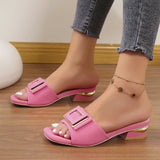 Fang Button Fish Mouth Slippers Women 2025 Summer New Korean Version Of Large-Size Fashion Wearing A Word Drag Coarse And Cold Slippers HZ0115