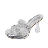 Fashion Water Drill High Heels Do Not Tired Feet Sandals Temperament Elegant Coarse And Waterproof Waterproof Thick-Soled Slippers Single Shoes Women Shoes HZ0115