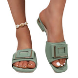 Fang Buckle Slippers Women 2025 Summer New Large-Size Fashion Fish Mouth Comfortable Wearing Low-Heeled One-Word Drag HZ0115