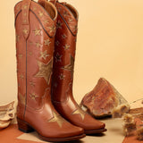 Autumn And Winter New Embroidery Boots Tips High Barrel Knight Boots And Roman Boots HZ0115