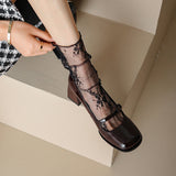 Spring And Summer 2025 New French Retro Niche Design Fashion With Square Head High With Mary Jane Single Shoes HZ0115