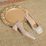 In The Fall Of 2025, The New Light-Mouthed Single-Shoe French Way Of Buckle Water Drill Rough Heel Shoes Pedaled High Heels Women HZ0115