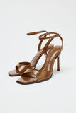 ZA2025 New Niche Leather Cat With Exposed Toe Sandals Women French Retro Simple Thin Tie Shoes HZ0115