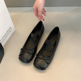 Gentle And Sweet Word With Bow Bean Shoes Female Flat Pig Nose Shoes Ballerina Single Shoes HZ0115