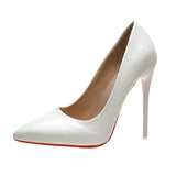 2025 Large-Size Spring High Heel High-Heeled Shoes Leather Sharp Single Shoes Women's Shoes Size 40-45 HZ0115