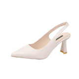 French Retro Pointed Thick Heel High Heel Shoes After The 2025 Summer New Women's Professional Work Single Shoe Bag HZ0115