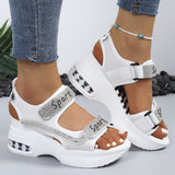 Net Red Slope Heel Sandals Women Large Size Fish Mouth Small Pine Cake Sports Sandals 8Cm Women's Shoes Thick Soles HZ0115