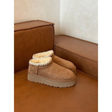 Hong Kong Thick Snow Boots 2025 Autumn And Winter New Fur Integrated Boots Thick-Soled Northeast Cotton Shoes HZ0115