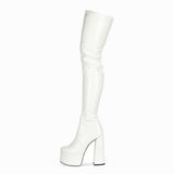 2025 Round Head Super High With Patent Skin Over Knee Thin Leg Lady Fashion Leather Boots Large Size Boots HZ0115