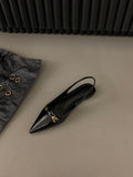 French Flat-Bottomed Black-Headed Sandals Fairy Shoes 2025 New Spring And Summer Pointed Drill Temperament Single Shoes HZ0115