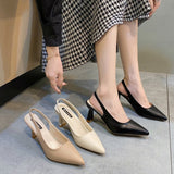 2025 Spring And Summer New Pointed High-Heeled Shoes Women's Fine Heel Head Sandals Behind The Empty Shallow Single Shoes Women Casual HZ0115