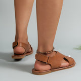 Large-Size Cross-Shoe With Flat Sandals Female Retro Wind Broadband Striped Toe Beach Cool Slippers Sandal HZ0115