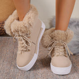 2025 Winter Short-Singue Long-Haired Snow Boots Large-Size Edge Plus Velvet Martin Boots HZ0115