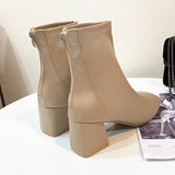Korean Version Of The Head Thick And Short Boots Woman New Fashion Zipper High And Martin Boots HZ0115