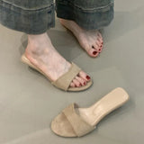 Vintage Velvet Noodles Small Slope And Dew Slippery Slippers Women Wear Comfortable Soft Soles Pedal Cool Slippers HZ0115