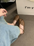 Baotou Sandals Women 2025 New Summer Korean Version Of The Sen Series Retro Fairy Wind Casual Soft Flat Bottom Roman Shoes HZ0115