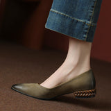 French Retro Wiping Pointy Light-Mouthed Single-Shoe Women 2025 New Comfortable Soft Leather Thick Heel Low-Heeled Single Shoes HZ0115
