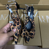 ZAJ2025 Spring New Women's Shoes Black Metal Details Decorate Round Head High Heel Elegant Fashion Sandals HZ0115