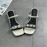 Women's Shoes 2025 Summer New Tug In The Toe Water Drill With Net Red Slippers Half A Word Drag HZ0115