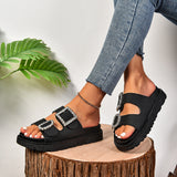 Fashion Water Drill Belt Buckle Thick Bottom Cool Slippers 2026 Summer Beach Large Size Women's Shoes HZ0115