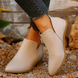 Sharp-Headed Coarse And Short-Sleest Women In Spring 2025 New Large-Size Zipper Fashion Comfortable Martin Boots HZ0115