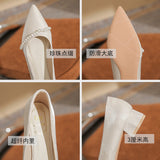 Apricot Coarse Heel Single Shoes Femininity Bridesmaid High Heel Women Low Heel 3Cm Main Wedding Dress Engagement Wedding Shoes Bride HZ0115