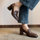 Coarse Heel High-Heeled Women's Autumn 2025 New Black British Wind Happy Shoes Temperament Square Single Shoes HZ0115