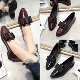 Spring Korean Version Of The Bow Tip Casual Low Single Shoes Women's Flat Base Simple Socket Commuting Women's Leather Shoes HZ0115