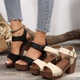 One Word With High-Heeled Toe Sandals Female Fish Mouth Belt Buckle Rivet Waterproof Table Beach Cool Drag HZ0115
