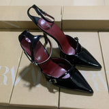 In The Autumn Of 2025, The New Women's Shoes Black Patent Leather Pointed And High-Heeled High-Heeled Muller Shoes With High Heels. HZ0115
