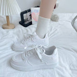 2025 New Board Shoes Korean Version Of The Hong Kong Style Retro White Tie With Thick-Soled College Wind Sports Small White Shoes Women HZ0115
