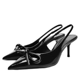 French Pointed High Heels 2025 Summer New Shallow Mouth Fine Heel Bow After The Air Wear A Hundred Temperament Single Shoes HZ0115