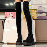 Skinny ~ OverϥϥѥѥѥŮ Autumn/Winter 2025 New Black Coarse And Thick-Bottomed Long Boots HZ0115