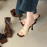 New French Retro Leopard Print In The Summer Of 2025 With Square Bows And High Heels Of Sandals HZ0115