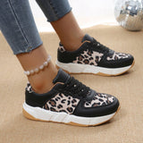 2025 Spring And Autumn New Large-Size Leopard-Print Casual Single-Shoe Women's Flat-Bottomed Sports Casual Shoes Wish HZ0115