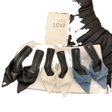 2025 Spring Tip-Tip Toe Cowboy Blue Wearing Slippers Fairy Wind And High With A Word Drag Bow Cool Drag HZ0115