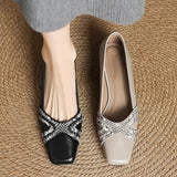 Fashion Retro Low-Heeled 3CM Single Shoe 2025 Autumn New Hand-Woven Square Shallow Thick Fashion Single Shoes HZ0115