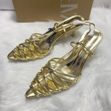 ZA Home 2025Ins Fashion Show Plating Heel Steel And A Buckle Strap Simple Toe Women's Shoes HZ0115