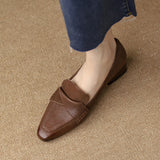 Brown French Singles Women's Pointed Thick Heel Small Leather Shoes Commuting Temperament Low Heel Women's Shoes HZ0115