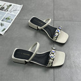 Women's Shoes 2025 Summer New Tug In The Toe Water Drill With Net Red Slippers Half A Word Drag HZ0115
