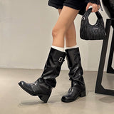 However, The Knee Boots Women's Coarse And The New Women's Boots In The Autumn And Winter 2025 New Women's Boots Are Round-Headed Western Knight Boots. HZ0115