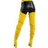 New Solid Velvet Fashion Pointed Personality Rough Knee And Waist Sexy Boots Women Fashion Boots HZ0115